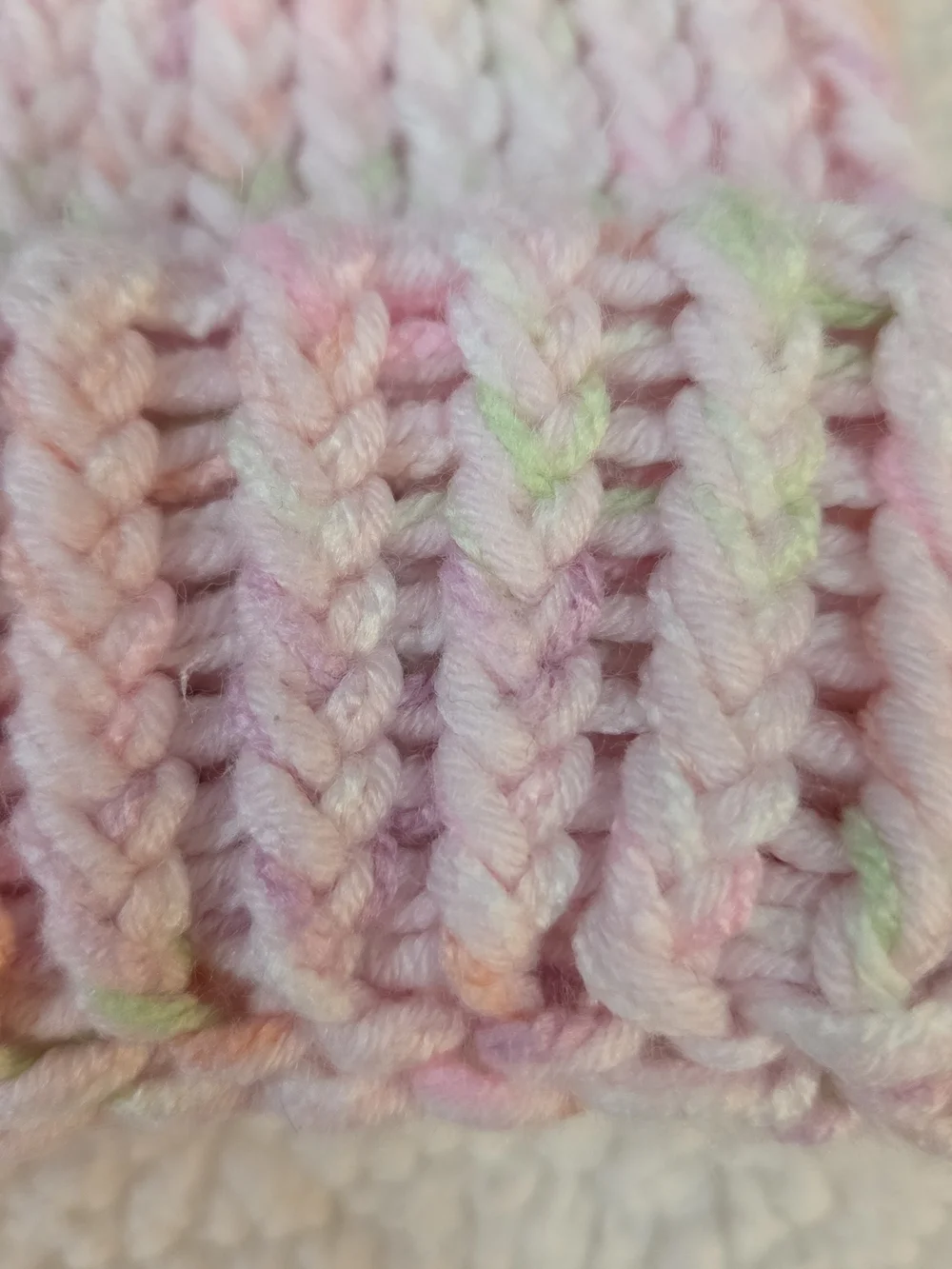 Handmade Chunky Knit Baby Beanie Hat  Pom Pom Light Pink Speckled Purple Orange